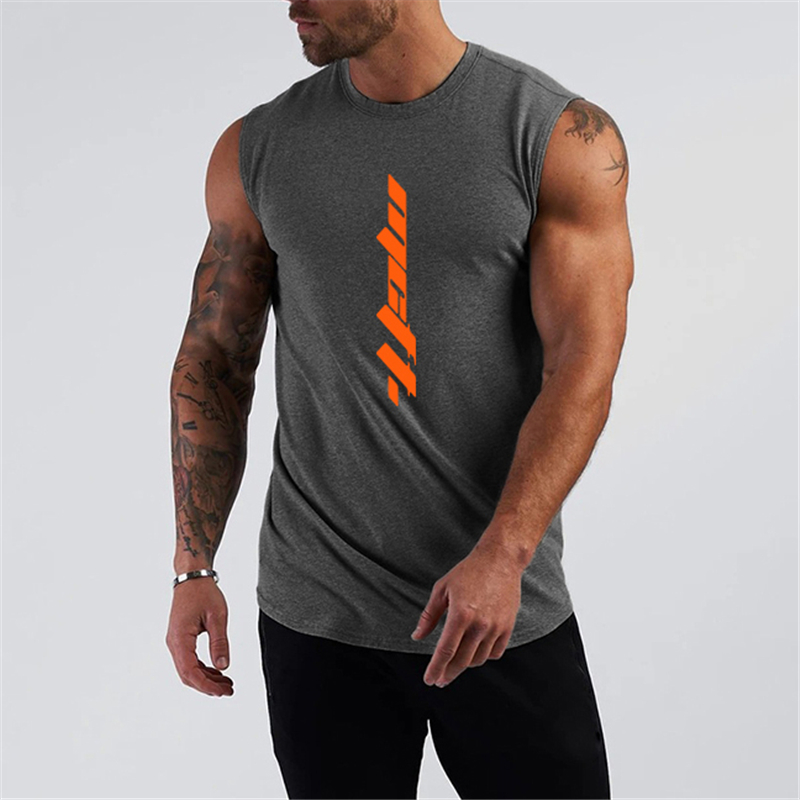 Tank Top Muscle - Letnia odzież sportowa męska, czysta bawełna,