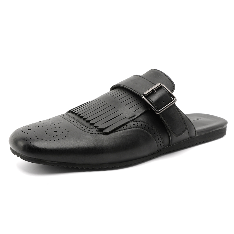 Flip Flop Leather Men - Męskie mokasyny z frędzlami, skórzane loafersy,