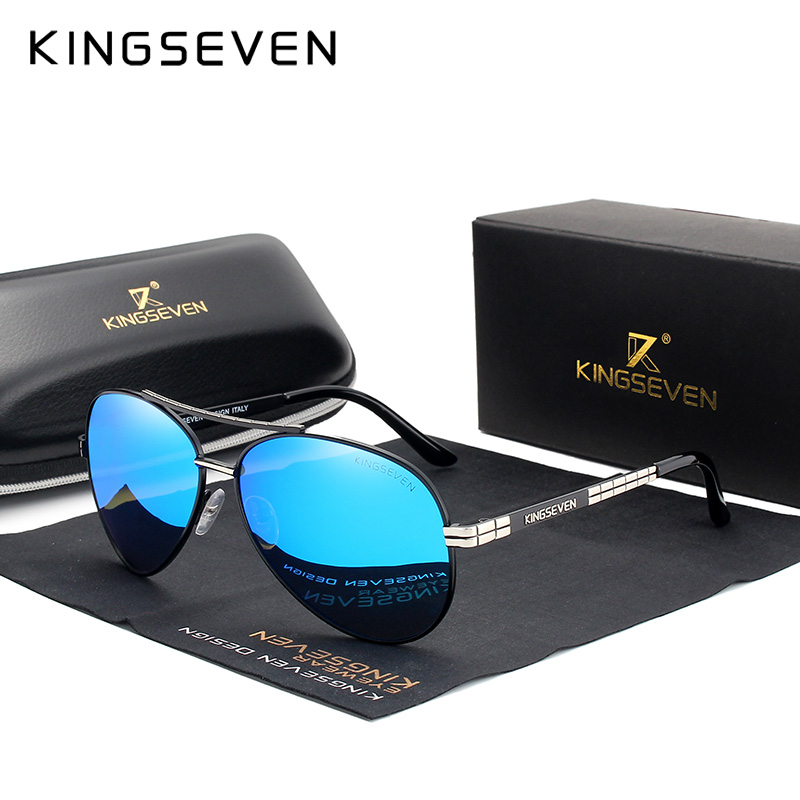 Sunglasses Aviator Polarized - KINGSEVEN 2024, nowy projekt, ramka ze