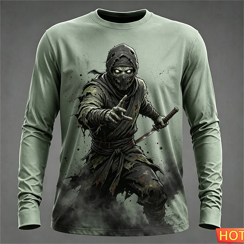 Tee Graphic Print - Jesienno-zimowe męskie koszulki z długim rękawem,